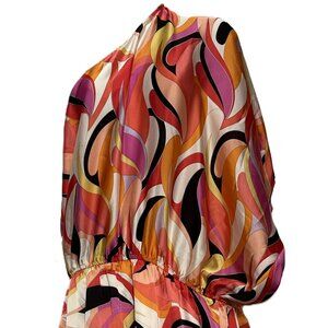 Sexy One-Shoulder Dress '70s Psychedelic Boho Retro-glam vibe, Women's Large